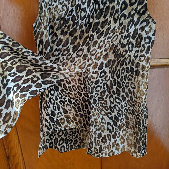 Roz & Ali Leopard Print Lined Flowy Layered Tunic Top Sleeveless Women's Small - Picture 7 of 9